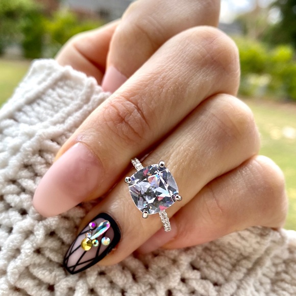 NEW 925 Sterling Silver Square Stone ❇️ Ring - Picture 6 of 10